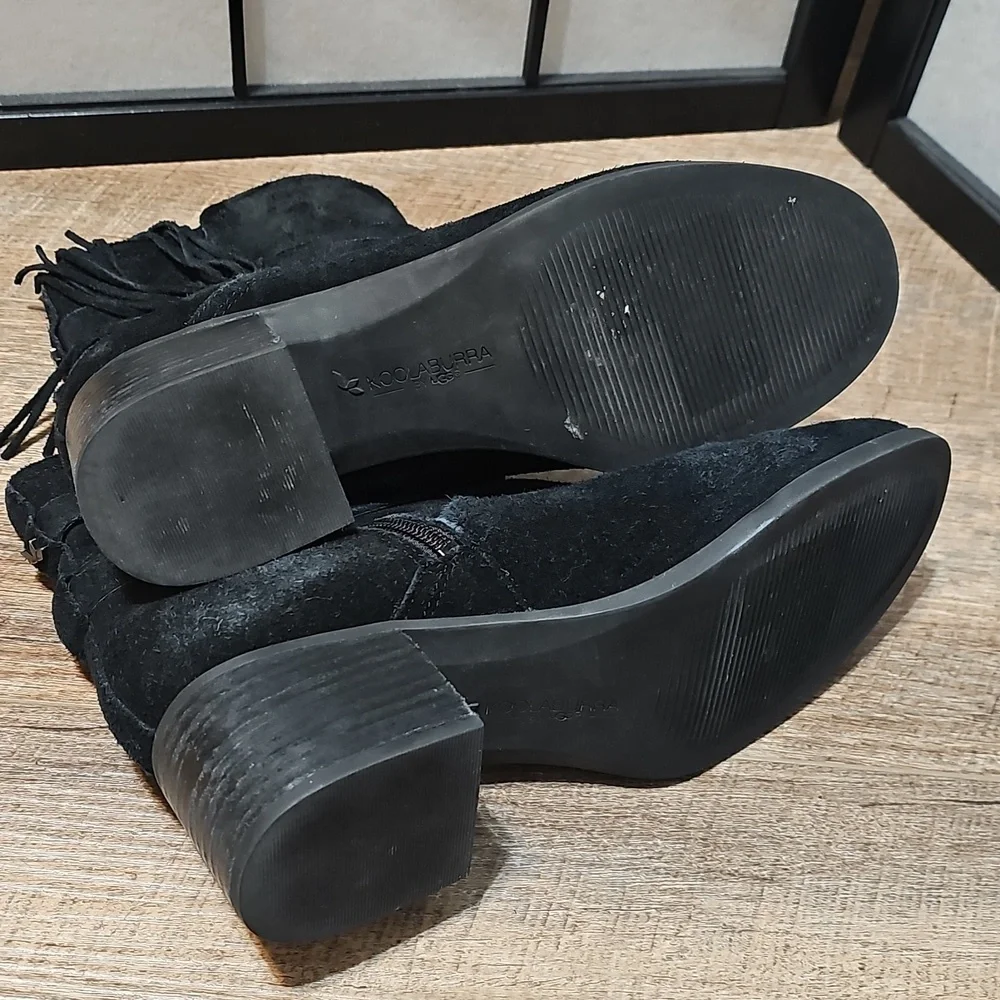 Koolaburra UGG Black Zippered Ankle Boots Kenz Suede Tassel Size 9